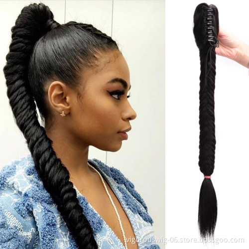 Vigorous Fishtail Ponytail Hair Extension 24 inch Straight Braid Ponytail Extension Claw Jaw Synthetic clip in Hair Extension